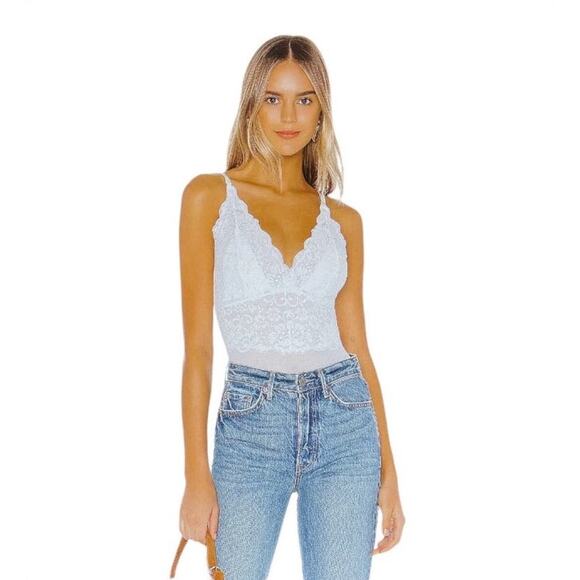 HAH x Free People Size XS NEW  Lace Bodysuit White NWT - Picture 1 of 7